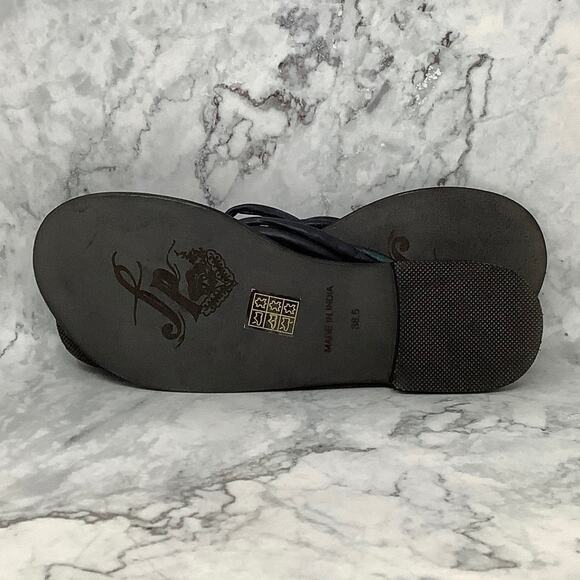 Free People Size 38.5 Black Kayla Soft Leather Strappy Flat Sandals N22-3 - Picture 6 of 9